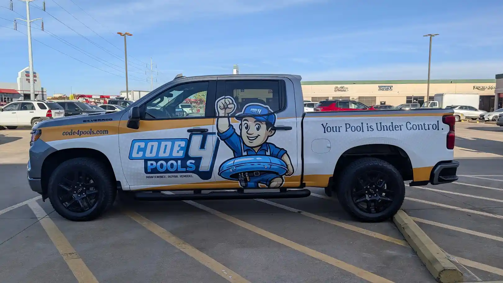 Code 4 Pools truck wrap in Dallas by WrapMasters