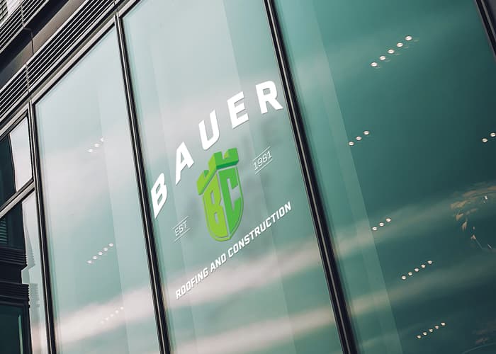 Glass door logo graphic for Bauer by WrapMasters