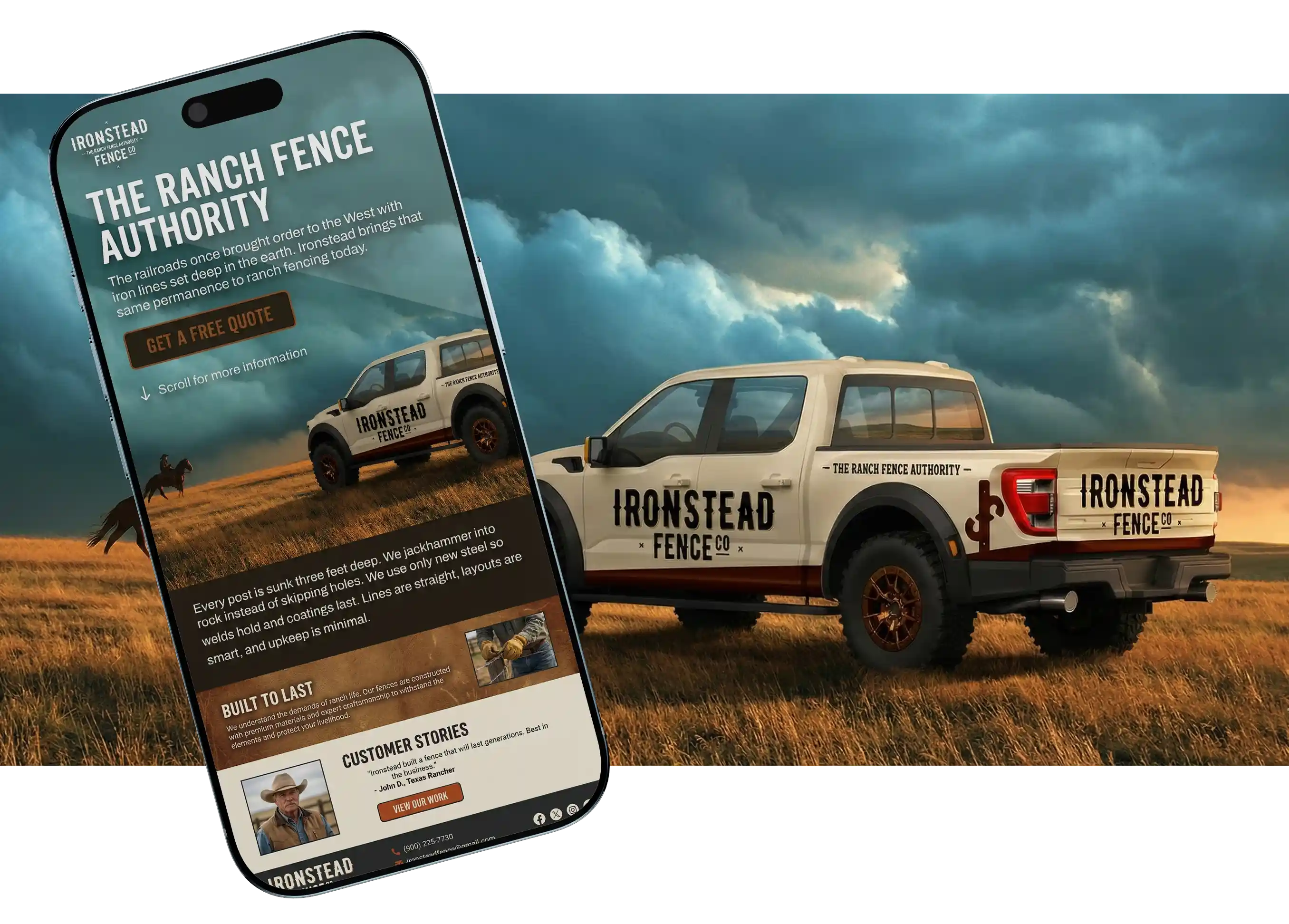 Ironstead Fence Co website and branded truck wrap by WrapMasters