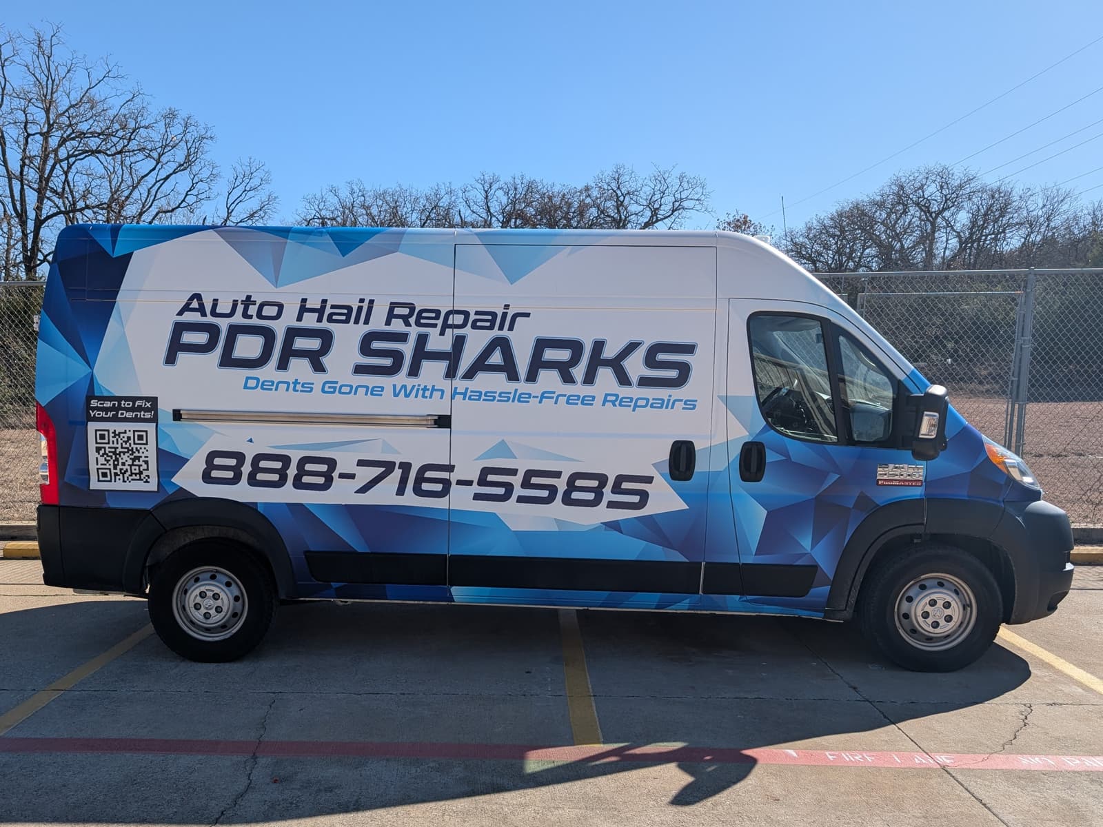 PDR Sharks hail repair service van wrap by WrapMasters