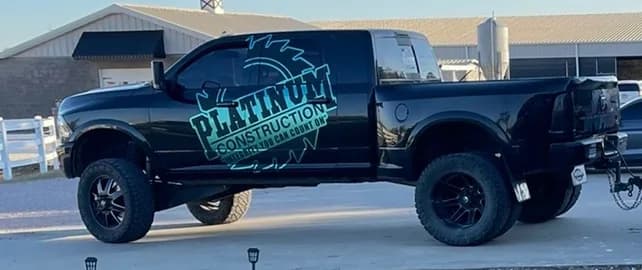 Platinum Construction branded truck before The Job Hog rebrand by WrapMasters