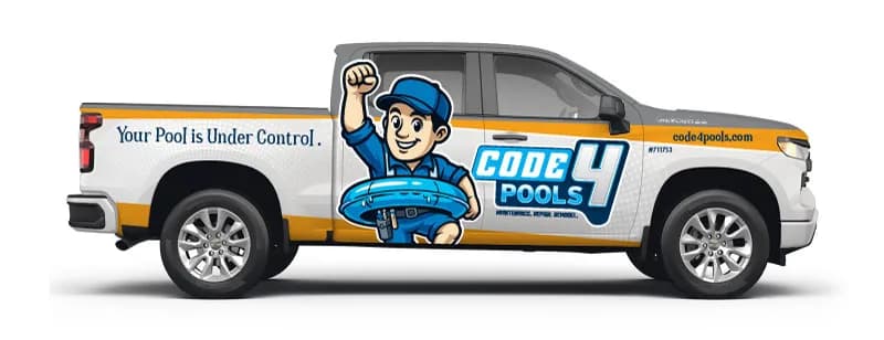 Code 4 Pools pool company truck wrap by WrapMasters