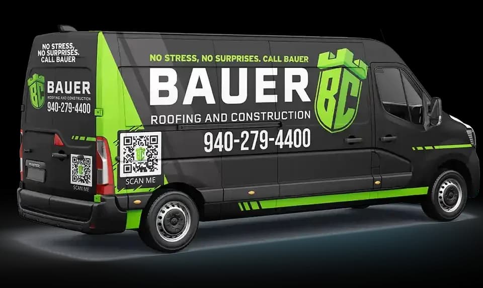 Roofing company van wrap by WrapMasters