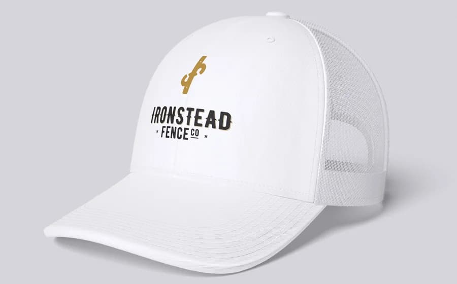 Ironstead Fence Co. logo on a white trucker hat