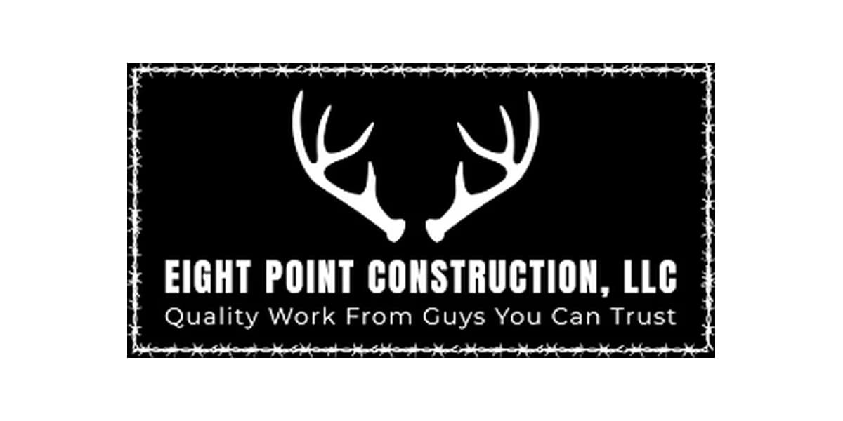The original Eight Point Construction, LLC logo: white antlers on black with the line Quality Work From Guys You Can Trust