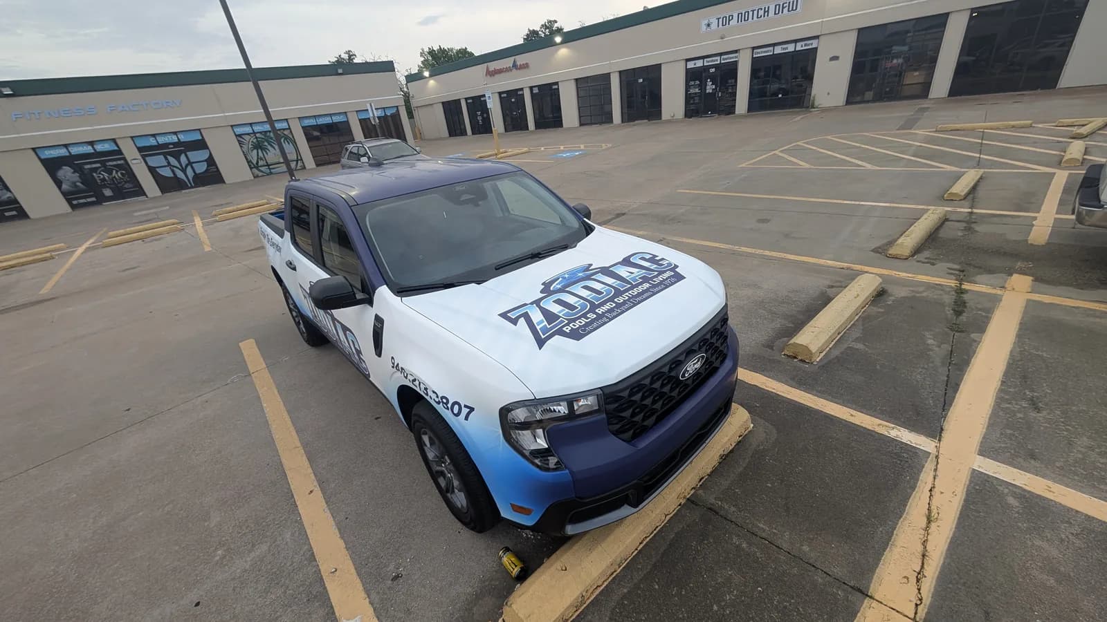 Zodiac Pools truck wrap, front and hood view