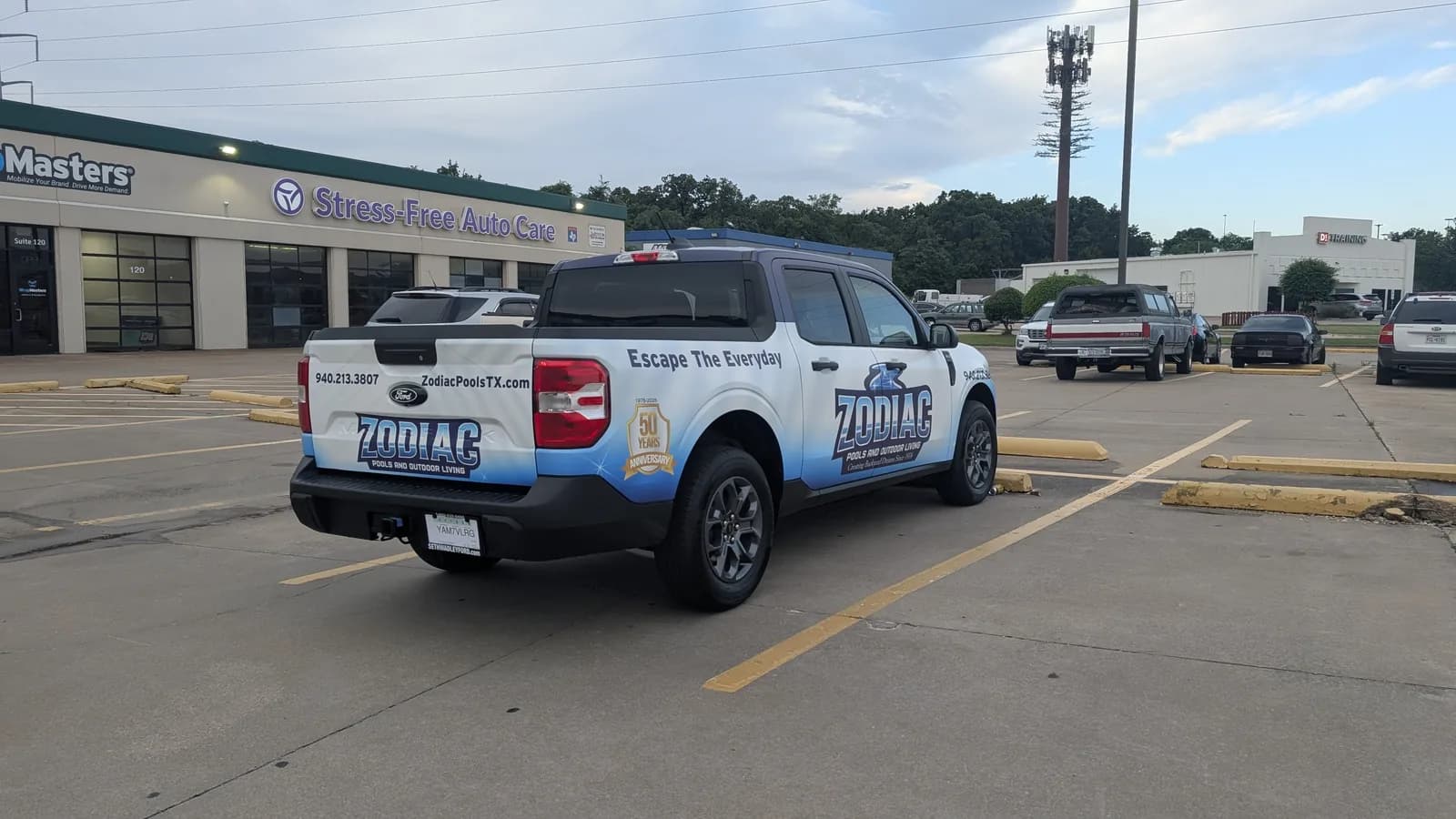 Zodiac Pools and Outdoor Living truck wrap rear view by WrapMasters